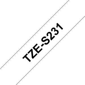 Tape 12mm Black On White Strong Adhesive (tze-s231)