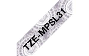 Tape Tze-mpsl31 12mm Black On Silver Lace