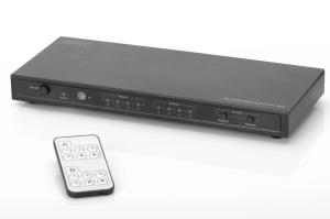 4K HDMI Matrix Switch 4x2 Supports 4K,2K,3D video formats, Incl. Remote Control, black