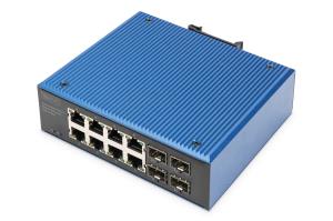 Industrial 8+4-Port Gigabit Ethernet PoE Switch 8x GE RJ45 + 2 SFP+ Port PoE