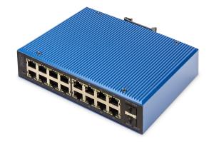 Industrial 16+2-Port L2 managed Gigabit Ethernet Switch 16xGE RJ45 + 2 SFP Port
