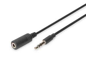 ASSMANN Audio extension cable, stereo 3.5mm 2.5m CCS, 2x0.10/10, shielded, M/F black